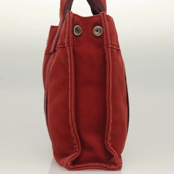 HERMES Fourre Tout PM Hand Bag Canvas Red Navy Auth bs27030 - Picture 13 of 16